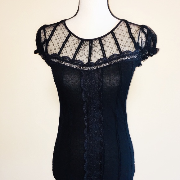 Free People Tops - Free People Sheer Lace Corset Style Shirt Med